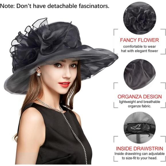 Women\'s Derby Hat Classy Organza Fascinator Hat UV Protection Sun Hat main image 4